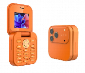 2026 17 Pro Orange Edition Mini Flip Mobile Phone Dual Sim Unlocked Foldable Small Display Compact Feature Phone Orange  - Similar Product Imag - ID 7162809