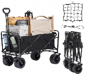 Heavy Duty Large Folding Wagon Cart Adjustable Handle Portable Utility Trolley Black  - Similar Product Imag - ID 7163646