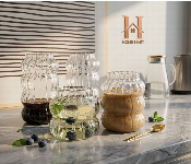 Wavy Design Glass Cup 450Ml With Straw  - Similar Product Imag - ID 7163819