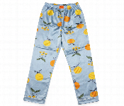 Womens Satin Fruit Print Pajama Set 2 Piece Short Sleeve Shirt And Pants Blue  - Similar Product Imag - ID 7164176