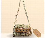 Rolo Sanba Womens Handwoven Side Bag Eco Friendly Crossbody Purse Neutral Striped  - Similar Product Imag - ID 7164183