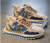 Elke Fashion Men Retro Multi Pattern Sneakers Trendy Beige Blue Tan Casual Shoes  - Similar Product Imag - ID 7165056