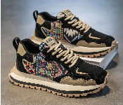 Elke Fashion Men Retro Multi Pattern Sneakers Trendy Casual Shoes Black Tan Multi Color  - Similar Product Imag - ID 7165057
