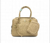 Chrisbella Women Elegant Beige Handbag Textured Satchel Bag With Matching Pouch  - Similar Product Imag - ID 7165653