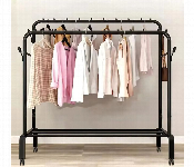 Double Rod Rolling Clothing Rack With 360 Degree Wheels Black  - Similar Product Imag - ID 7166836