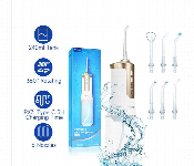 De02 Water Flosser 6 Nozzles Ipx7 Type C Rechargeable White And Gold  - Similar Product Imag - ID 7166840