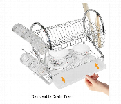 2 Layer Dish Drainer Steel Drying Rack With Drain Tray  - Similar Product Imag - ID 7166844