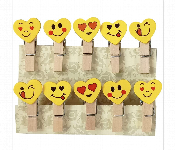 Mini Wooden Heart Emoji Clips 10Pcs Decorative Craft Clips  - Similar Product Imag - ID 7167708