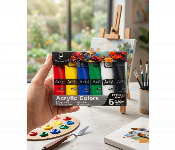 Pan Wen Bo Premium Acrylic Paint Set 6 Into 30Ml Tubes  - Similar Product Imag - ID 7167940