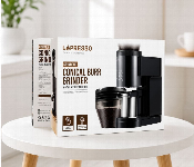Lepresso Conical Burr Coffee Grinder 150W Digital Weight Control 400G Bean Hopper 60G Capacity Touch Control Black  - Similar Product Imag - ID 7168166