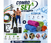 Professional Fitness Resistance Band Set With Cooling Sports Towel Workout Combo  - Similar Product Imag - ID 7168174