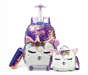 Meetbelify Cute Cat Rolling Backpack Set 3 In 1 18 Inch Purple  - Similar Product Imag - ID 7168683