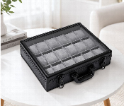 18 Slot Premium Watch Organizer Box With Glass Window Lock And Removable Watch Pillows Watch Storage Display Case Black  - Similar Product Imag - ID 7170079