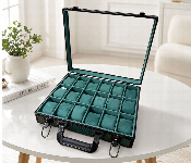 18 Slot Premium Watch Organizer Box With Glass Window Lock And Removable Watch Pillows Watch Storage Display Case Green  - Similar Product Imag - ID 7170083