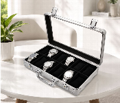 Aluminum Watch Storage Organizer Case 12 Slots Luxury Watch Box With Glass Display Lid Lock And Handle Silver  - Similar Product Imag - ID 7170091