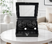 Automatic Watch Winder Box 2 Slot Dual Watch Winder With Storage And Glass Display Black  - Similar Product Imag - ID 7170181