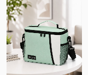 Insulated Lunch Bag Green Leakproof Tiffin Bag With Bottle Side Pocket And Adjustable Shoulder Strap  - Similar Product Imag - ID 7170416