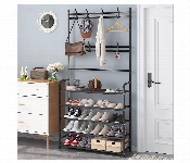 5 Tier Shoe And Hat Rack 80X26X170Cm Black Storage  - Similar Product Imag - ID 7170605