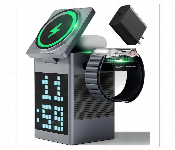 Multifunctional Wireless Charging Station Pixel Clock Bluetooth Speaker  - Similar Product Imag - ID 7171289