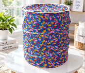 Big Cotton Laundry Basket Multicolor Leaf Floral Print Clothes Storage Hamper Toy Organizer  - Similar Product Imag - ID 7171416
