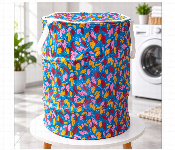 Cotton Laundry Basket Small Blue Multicolor Leaf Print Clothes Storage Hamper  - Similar Product Imag - ID 7171421