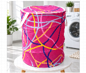 Cotton Laundry Basket Small Pink Multicolor Abstract Line Print Clothes Storage Hamper  - Similar Product Imag - ID 7171422