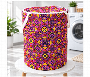 Cotton Laundry Basket Small Pink Multicolor Geometric Print Clothes Storage Hamper  - Similar Product Imag - ID 7171425