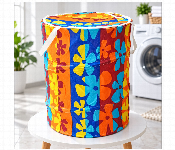 Cotton Laundry Basket Small Multicolor Floral Print Clothes Storage Hamper  - Similar Product Imag - ID 7171426