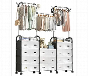 Modern Multi Layer Clothes Organizer With Hanging Rails And Storage Drawers  - Similar Product Imag - ID 7171680