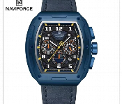 Naviforce Nf8053 Mens Sport Chronograph Watch Tonneau Blue Quartz 30M Water Resistant Leather Strap  - Similar Product Imag - ID 7172202
