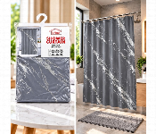 In House Shower Curtain 180 X 180 Cm Grey Silver  Peva Bathroom Curtain With 12 Hooks Sct 1871  - Similar Product Imag - ID 7173065