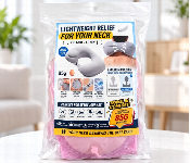 Portable U Shaped Inflatable Neck Pillow 85G With Built In Air Pump Adjustable Travel Neck Support Pink  - Similar Product Imag - ID 7173069