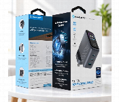 Powerology Voltflow 100W Gan Wall Charger 2 Usb C 1 Usb A Tft Display Pd Fast Charging Grey Pwcuqc070  - Similar Product Imag - ID 7173423