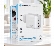 Powerology Lunex 65W Fast Charging Adapter 2 Usb C 1 Usb A Pd Pps Qc 22.5W Eu Plug Pwfc1028E  - Similar Product Imag - ID 7173442
