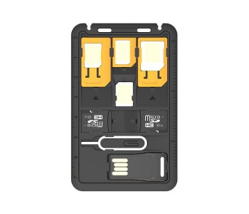 Promate Simate-2 Multifunction 8-in-1 Micro & Nano SIM Card Holder With 4 Sim Adapters, Black in KSA