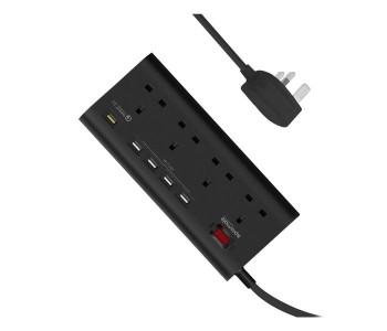 Promate SwitchQC3-UK 4000W 16A Multiport Power Strip With Qualcomm Quick Charge 3.0, Black in KSA