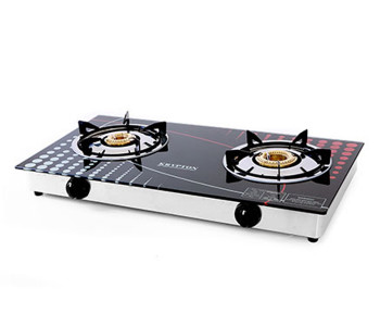 Krypton KNGC6002 Double Burner Stainless Steel Gas Stove With Glass Top in UAE
