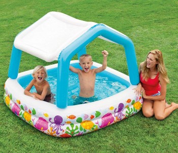 Express Delivery - Intex ZX-57470 157 x 157 x 122CM Sun Shade Pool - Blue & White - ID 17635