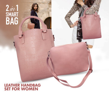 Taqdeer WP-306 Trend PU Leather 2 Pieces Handbag For Women - Pink in OMAN