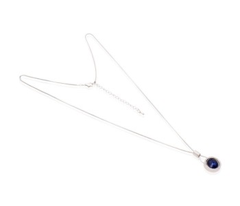 Express Delivery - Stainless Steel Blue Stone Necklace 33046 Silver - ID 16879