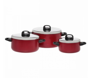 Prestige PR20915 6 Pieces Aluminum Cooking Pots Set, Red in UAE