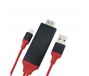 Express Delivery - Universal Lightning To HDMI  HDTV Av Adapter Cable 2M For iOS - Red - ID 31935