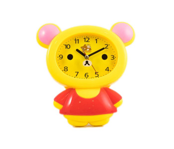Plastic Analog Round Alarm Table Clock DD10963 Yellow And Red in KSA