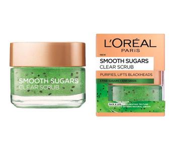 L'Oreal Paris Smooth Sugar Clear Kiwi Face & Lip Scrub - 50ml in KSA