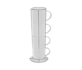 3 Pieces Ceramic Cup With Stand - Grey in KSA