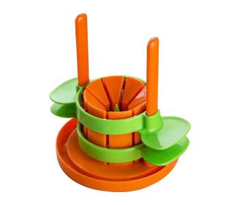 ABS Multi-Functional Fruit Cutter - Green & Orange in KSA
