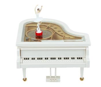 Classical Piano Music Box With Dancing Ballerina Musical Toy - White in KSA