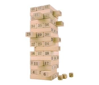 Magicwand 51 Pieces Wooden Stacking Blocks Toy With 4 Dices in KSA