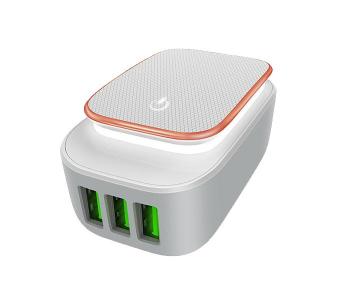 Wi-Power 3 USB Port Home Charger With LED Night Light - White in KSA