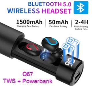 Mini Stereo Wireless Bluetooth Earphone Twins Earbuds With 1500mAh Powerbank For Zen in UAE